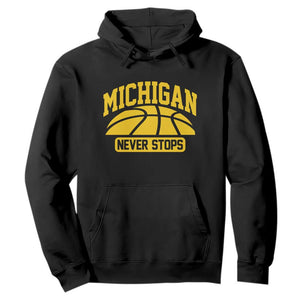 Michigan Never Stops Hoodie Great Lakes State Basketball Pride Gift TS12 Black Print Your Wear