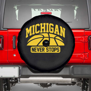 Michigan Never Stops Spare Tire Cover Great Lakes State Basketball Pride Gift TS12 Black Print Your Wear