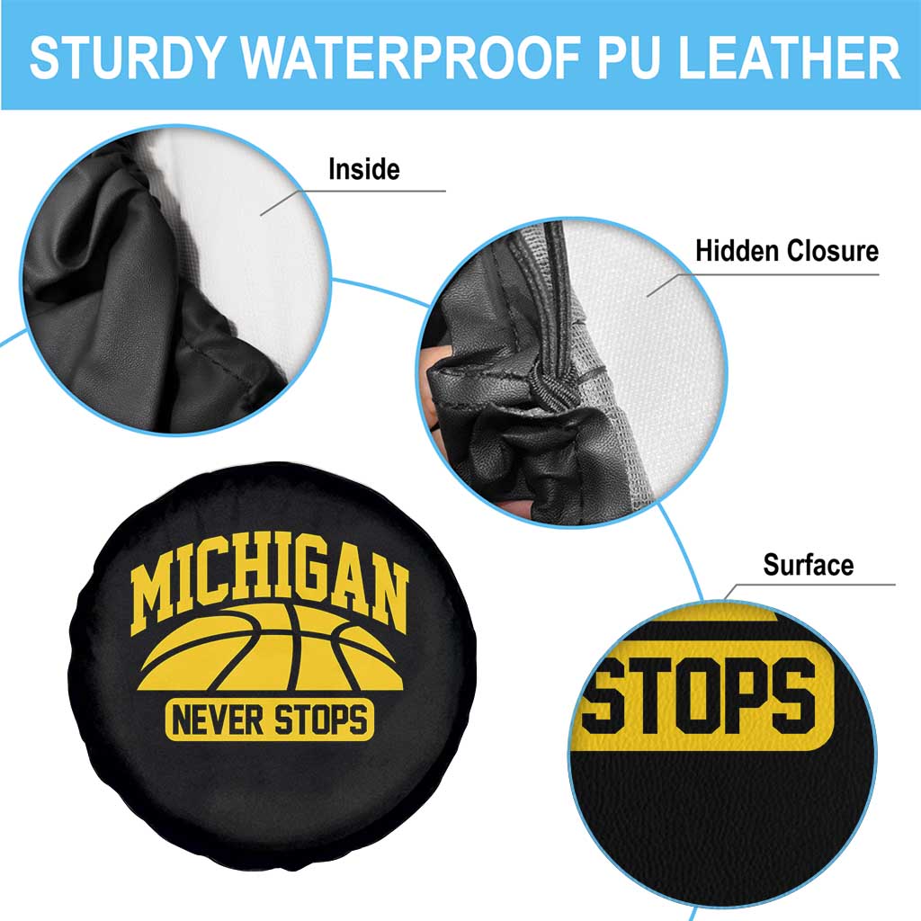 Michigan Never Stops Spare Tire Cover Great Lakes State Basketball Pride Gift TS12 Print Your Wear