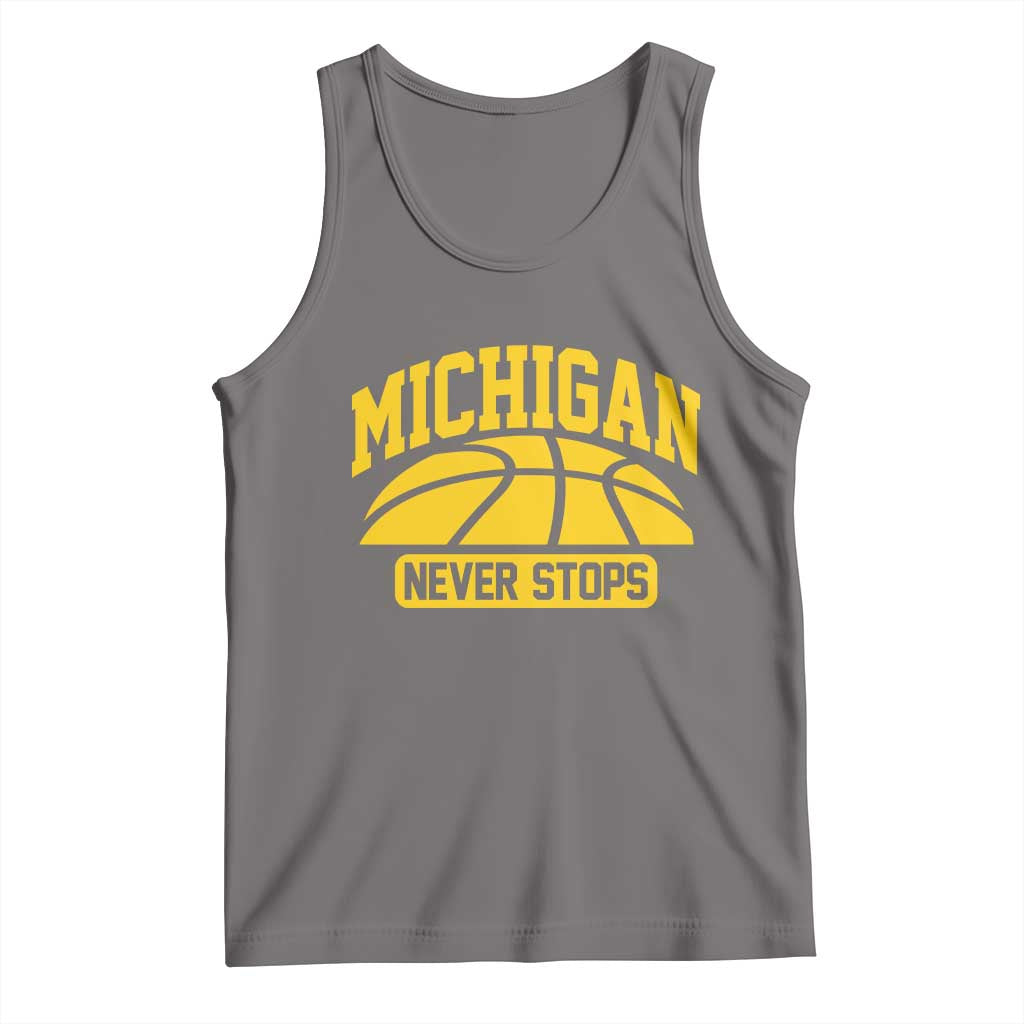 Michigan Never Stops Tank Top Great Lakes State Basketball Pride Gift TS12 Deep Heather Print Your Wear