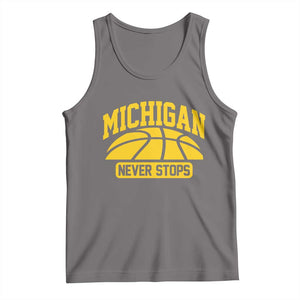 Michigan Never Stops Tank Top Great Lakes State Basketball Pride Gift TS12 Deep Heather Print Your Wear