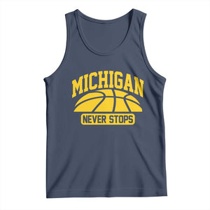 Michigan Never Stops Tank Top Great Lakes State Basketball Pride Gift TS12 Navy Print Your Wear