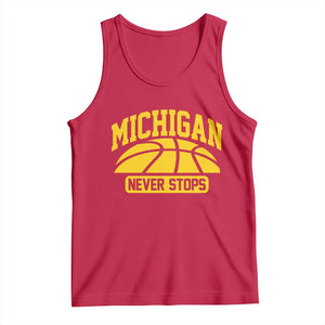 Michigan Never Stops Tank Top Great Lakes State Basketball Pride Gift TS12 Red Print Your Wear