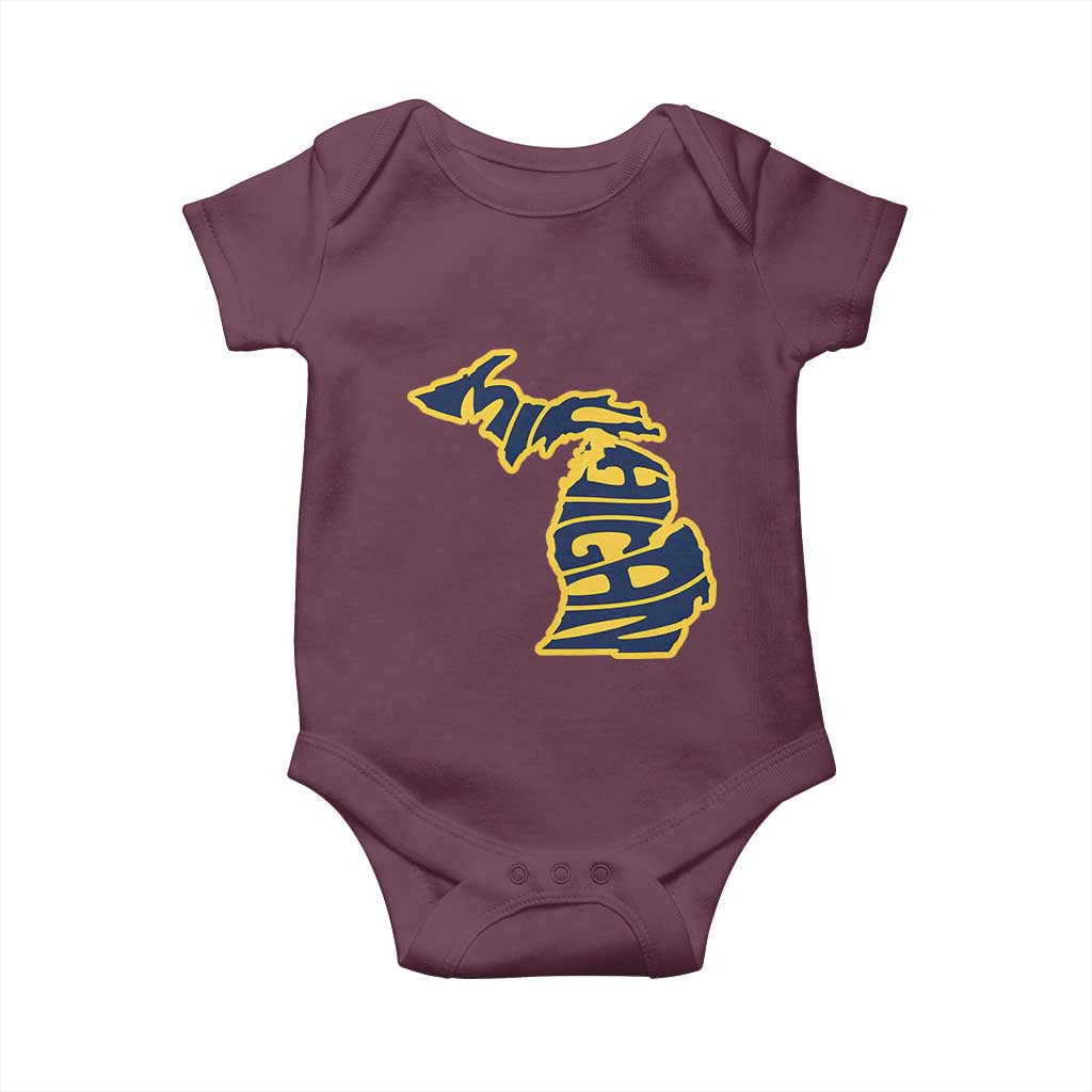Michigan Lover State Map Pride Souvenir Gift Baby Onesie TS12 Maroon Print Your Wear