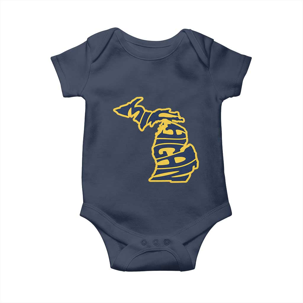 Michigan Lover State Map Pride Souvenir Gift Baby Onesie TS12 Navy Print Your Wear