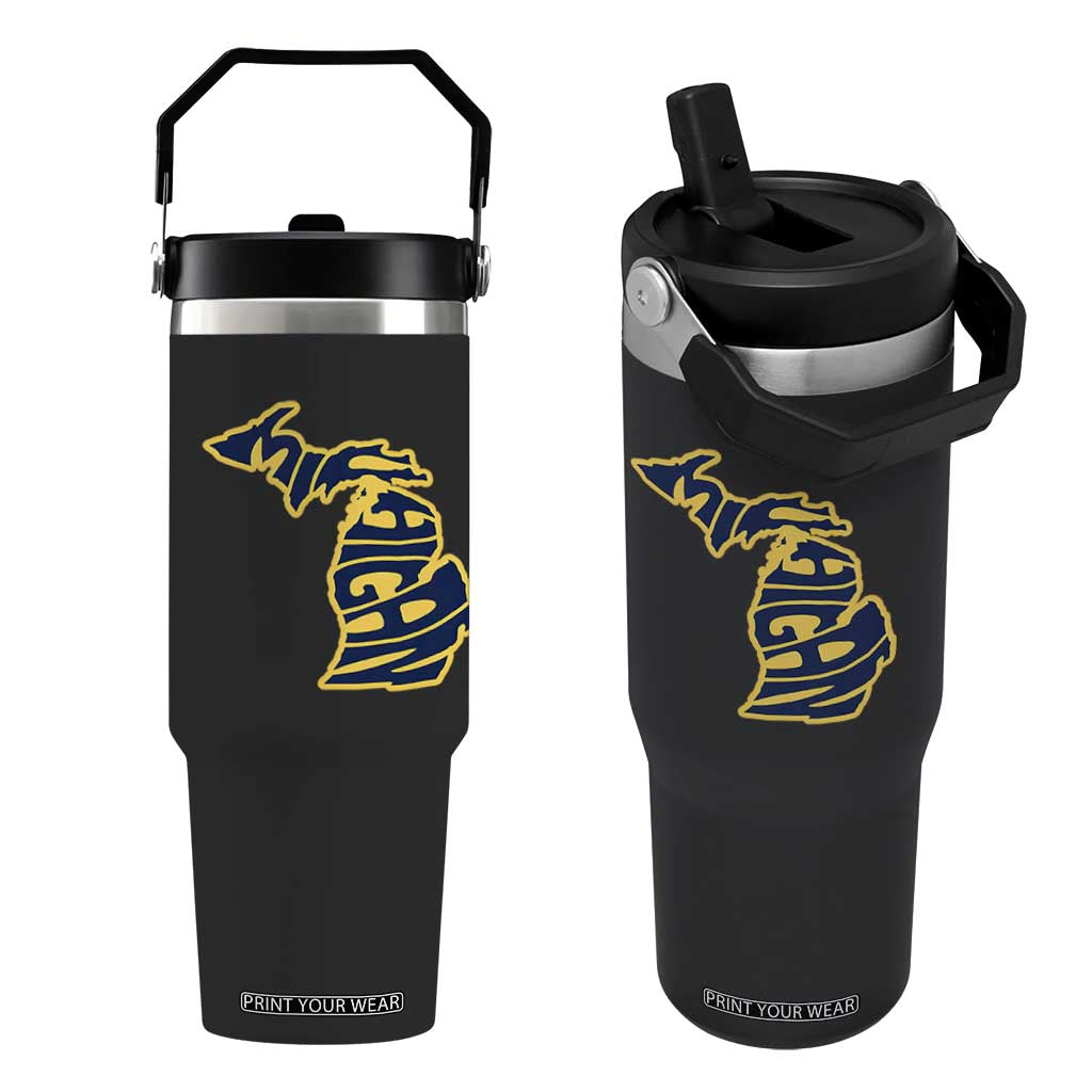 Michigan Lover State Map Pride Souvenir Gift Flip Straw Tumbler TS12 One Size: 30 oz Black Print Your Wear