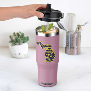 Michigan Lover State Map Pride Souvenir Gift Flip Straw Tumbler TS12 One Size: 30 oz Light Pink Print Your Wear
