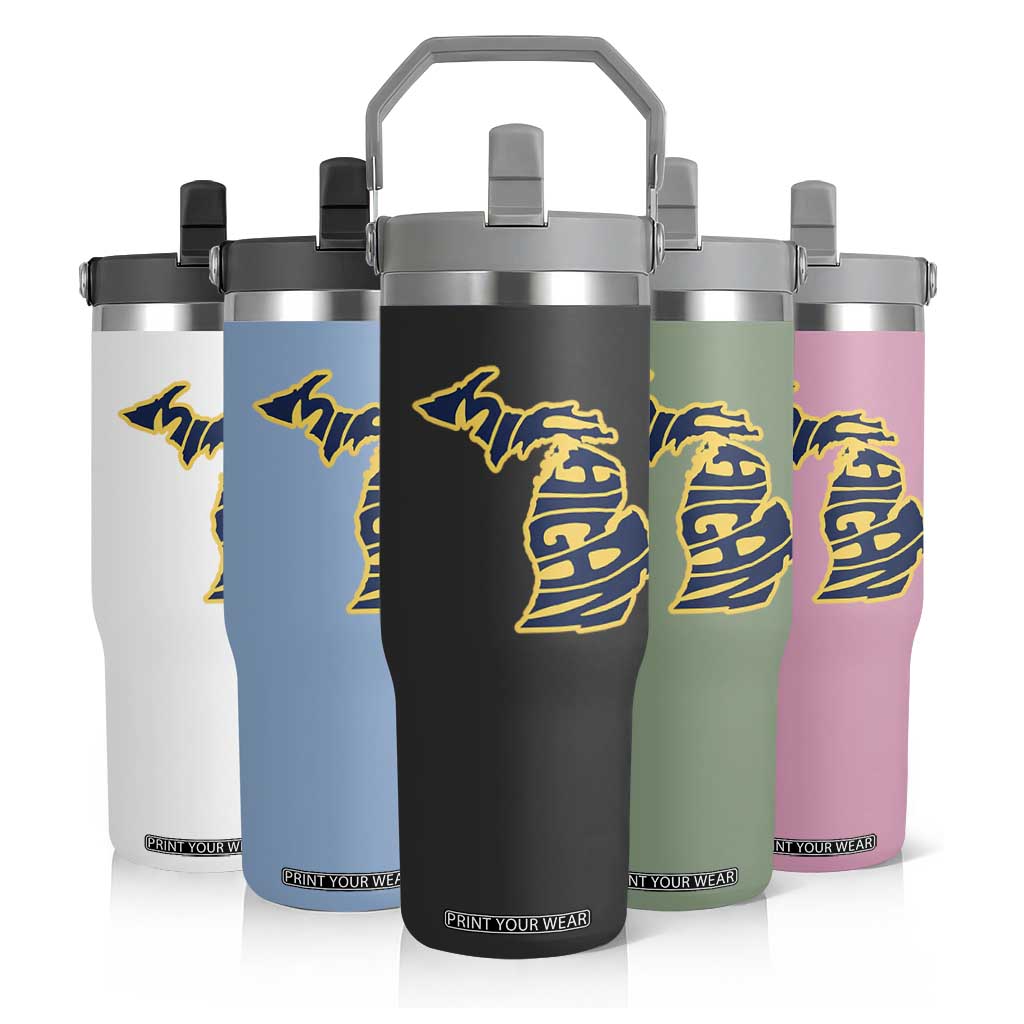 Michigan Lover State Map Pride Souvenir Gift Flip Straw Tumbler TS12 Print Your Wear