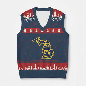Michigan Lover State Map Pride Souvenir Gift V-Neck Knit Sweater Vest TS12 Navy Red Print Your Wear