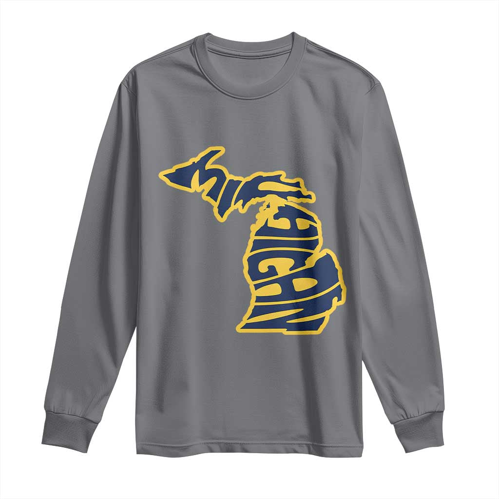 Michigan Lover State Map Pride Souvenir Gift Long Sleeve Shirt TS12 Charcoal Print Your Wear