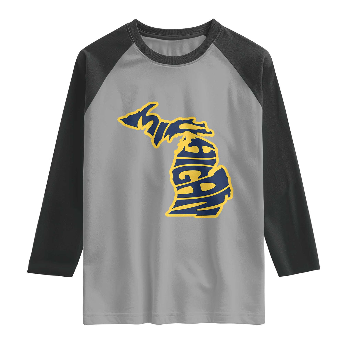 Michigan Lover State Map Pride Souvenir Gift Raglan Shirt TS12 Sport Gray Black Print Your Wear