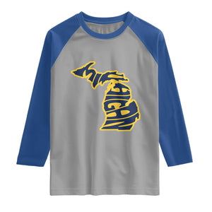 Michigan Lover State Map Pride Souvenir Gift Raglan Shirt TS12 Sport Gray Royal Print Your Wear