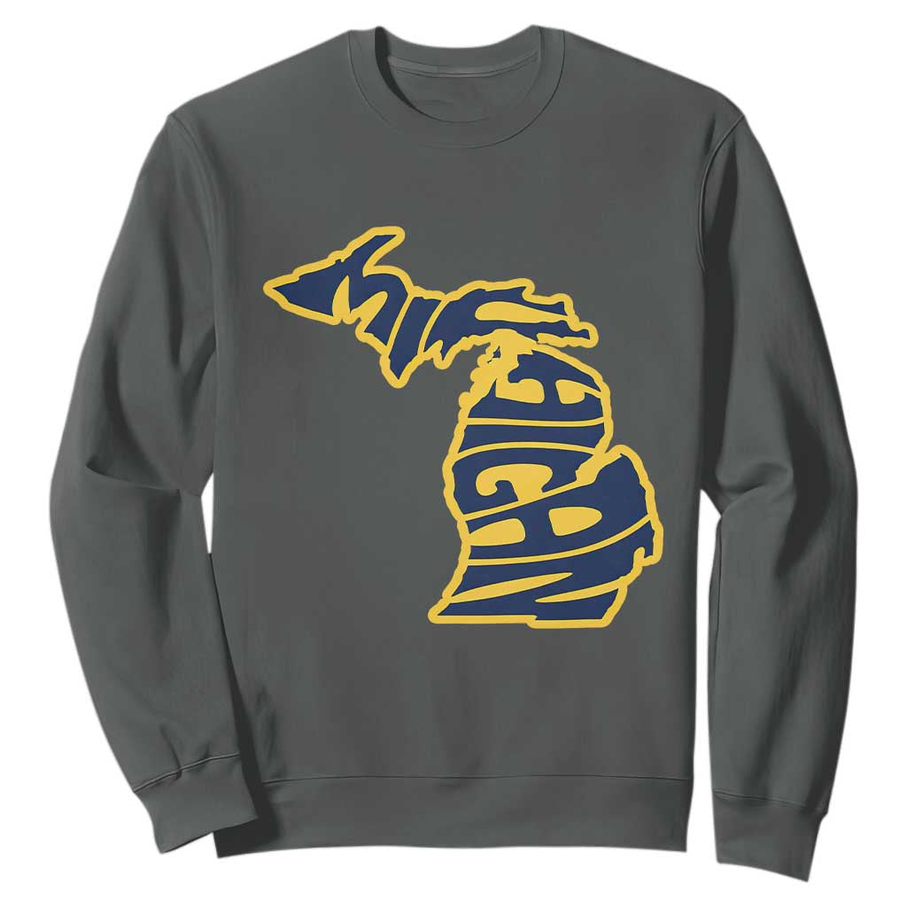 Michigan Lover State Map Pride Souvenir Gift Sweatshirt TS12 Dark Heather Print Your Wear
