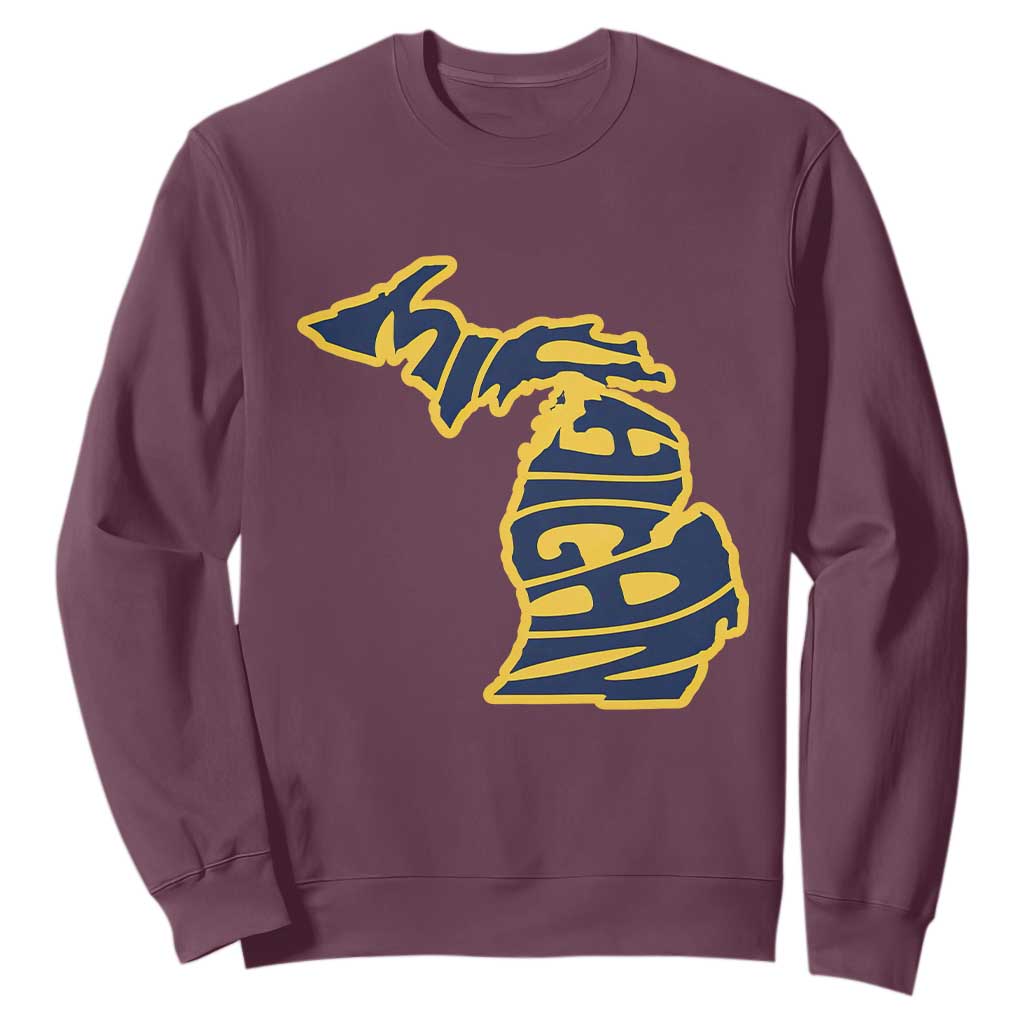Michigan Lover State Map Pride Souvenir Gift Sweatshirt TS12 Maroon Print Your Wear
