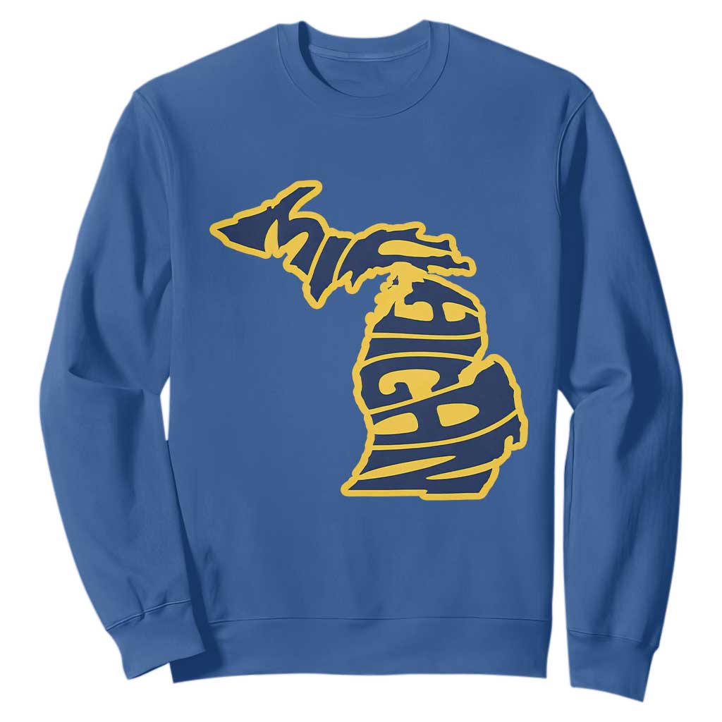 Michigan Lover State Map Pride Souvenir Gift Sweatshirt TS12 Royal Blue Print Your Wear