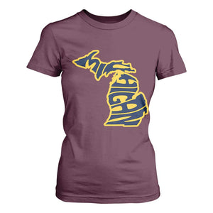 Michigan Lover State Map Pride Souvenir Gift T Shirt For Women TS12 Maroon Print Your Wear