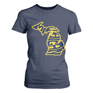 Michigan Lover State Map Pride Souvenir Gift T Shirt For Women TS12 Navy Print Your Wear