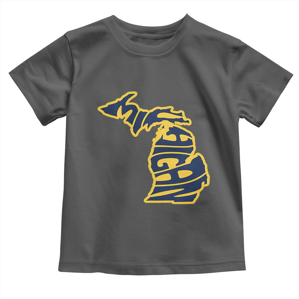 Michigan Lover State Map Pride Souvenir Gift Toddler T Shirt TS12 Dark Heather Print Your Wear