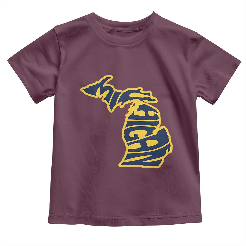 Michigan Lover State Map Pride Souvenir Gift Toddler T Shirt TS12 Maroon Print Your Wear