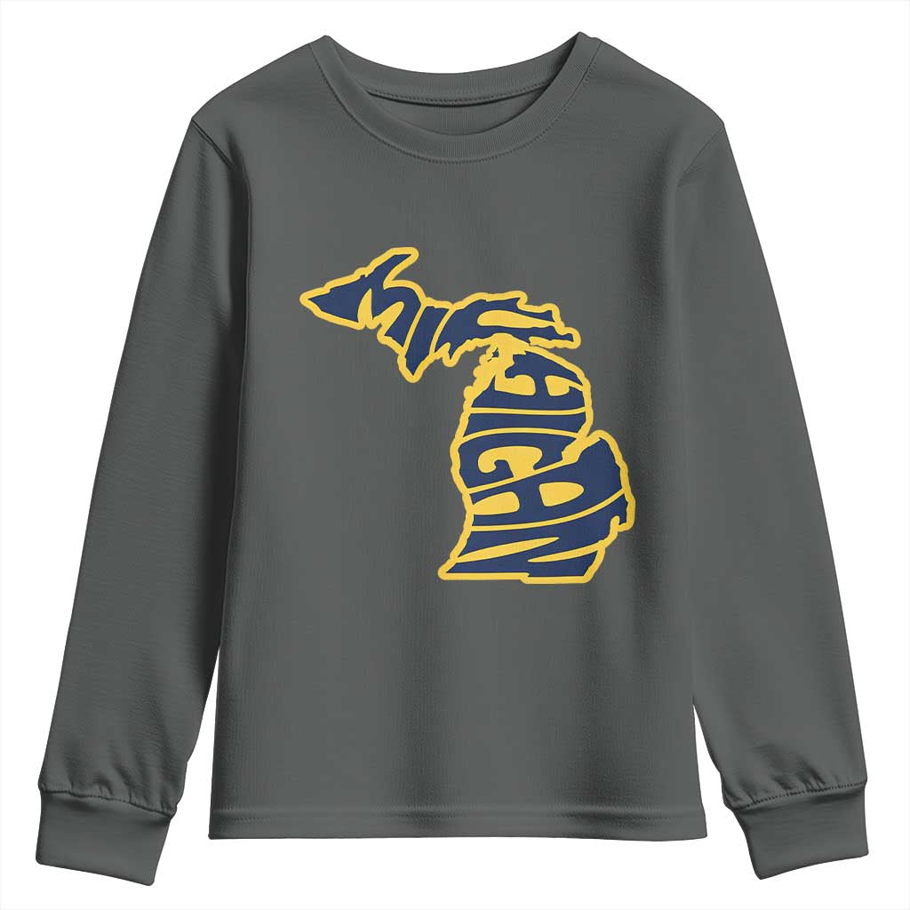 Michigan Lover State Map Pride Souvenir Gift Youth Sweatshirt TS12 Dark Heather Print Your Wear