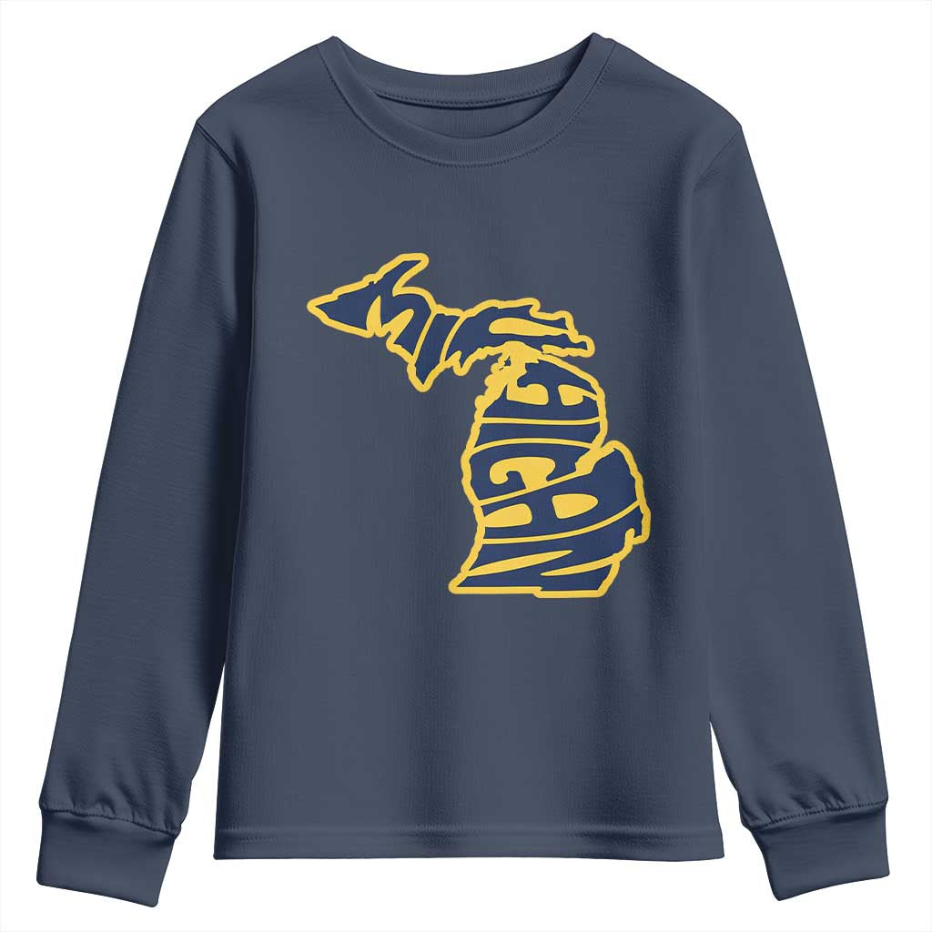 Michigan Lover State Map Pride Souvenir Gift Youth Sweatshirt TS12 Navy Print Your Wear
