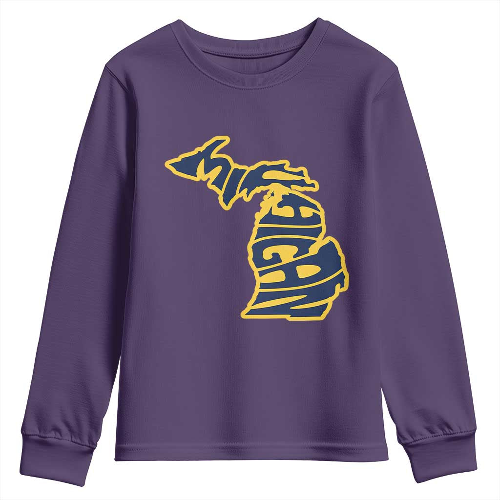 Michigan Lover State Map Pride Souvenir Gift Youth Sweatshirt TS12 Purple Print Your Wear