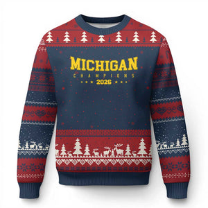 Michigan 2026 Basketball Victory Ugly Christmas Sweater Champions Pride Fan Gift TS12 Navy Red Print Your Wear