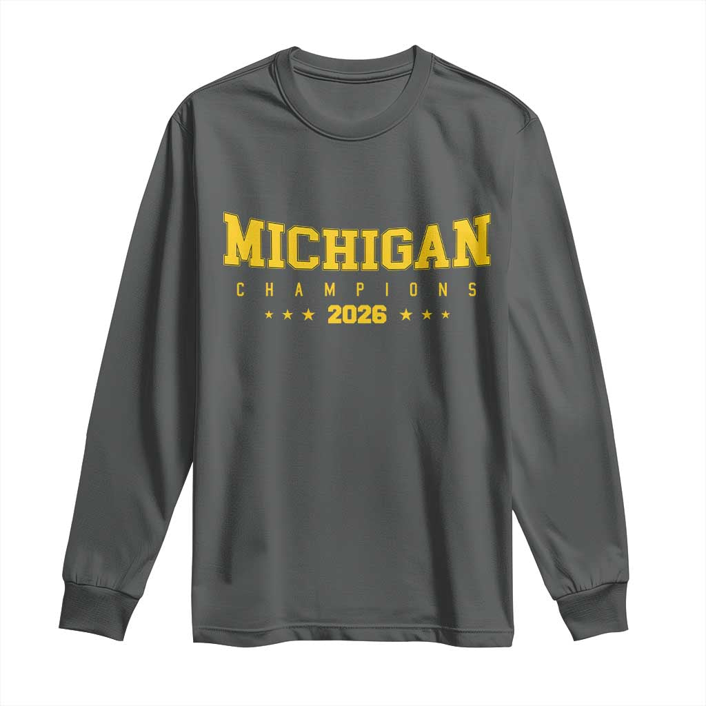 Michigan 2026 Basketball Victory Long Sleeve Shirt Champions Pride Fan Gift TS12 Dark Heather Print Your Wear