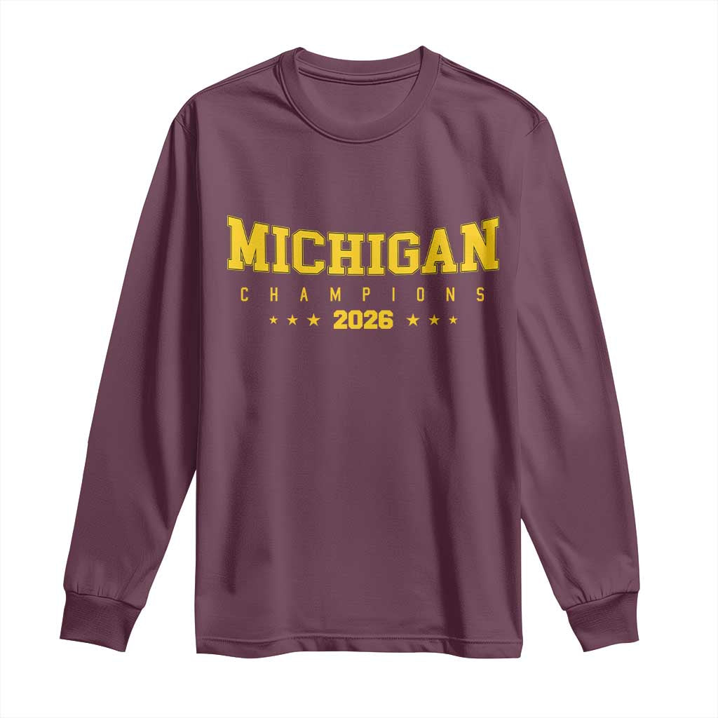 Michigan 2026 Basketball Victory Long Sleeve Shirt Champions Pride Fan Gift TS12 Maroon Print Your Wear
