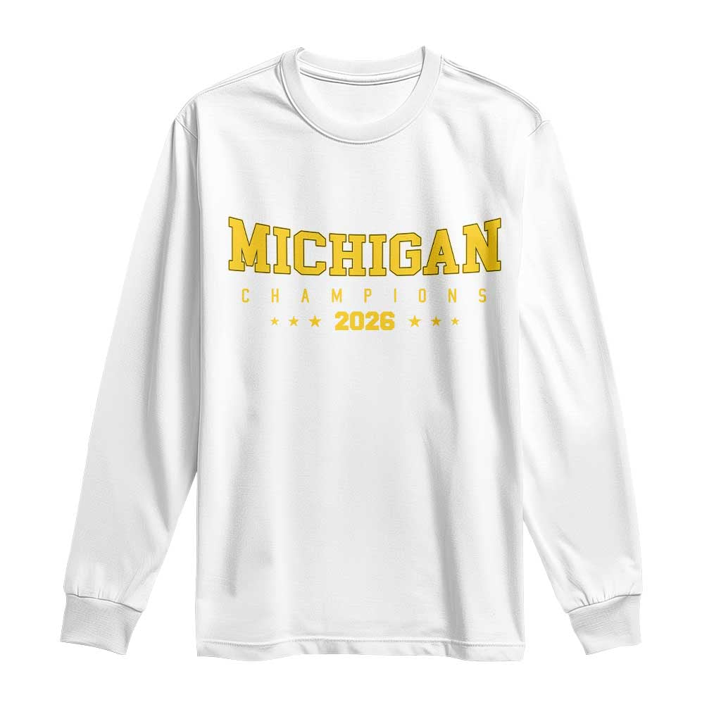 Michigan 2026 Basketball Victory Long Sleeve Shirt Champions Pride Fan Gift TS12 White Print Your Wear