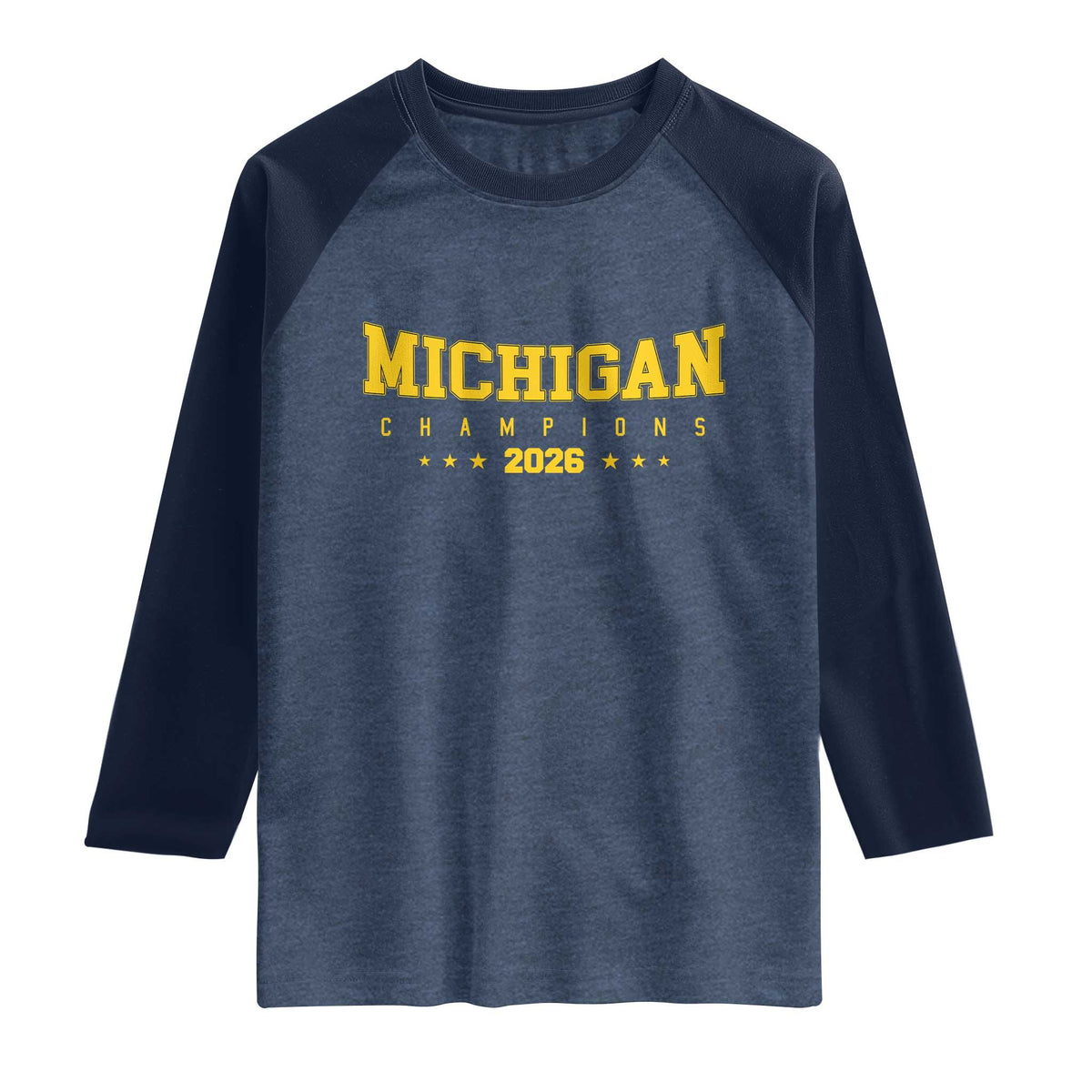Michigan 2026 Basketball Victory Raglan Shirt Champions Pride Fan Gift TS12 Heather Denim Navy Print Your Wear