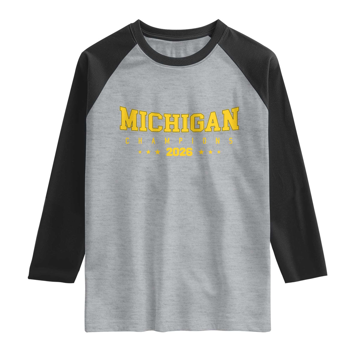 Michigan 2026 Basketball Victory Raglan Shirt Champions Pride Fan Gift TS12 Heather Gray Black Print Your Wear