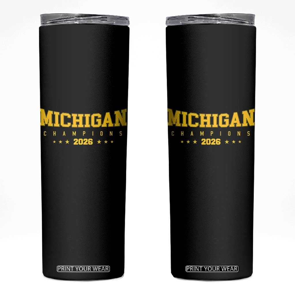 Michigan 2026 Basketball Victory Skinny Tumbler Champions Pride Fan Gift TS12 Black Print Your Wear