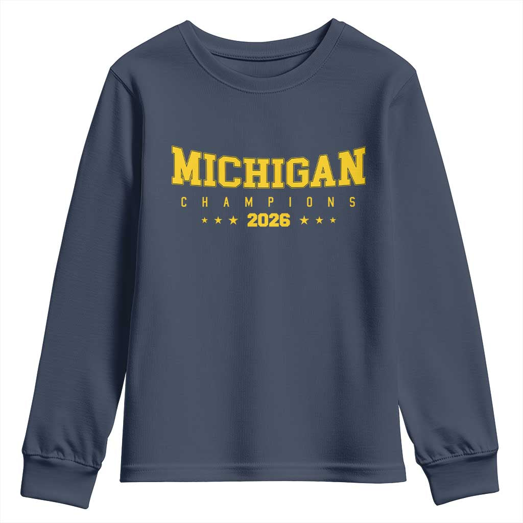 Michigan 2026 Basketball Victory Youth Sweatshirt Champions Pride Fan Gift TS12 Navy Print Your Wear