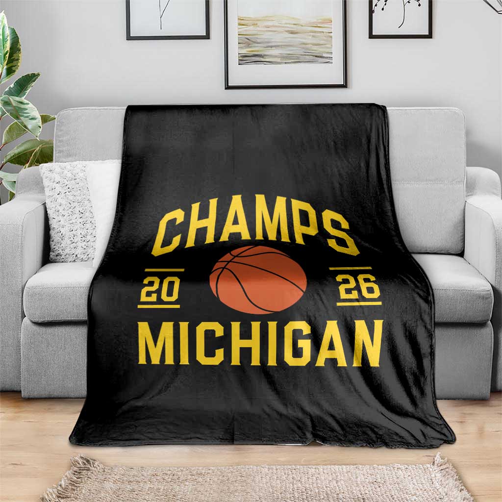 Michigan Hoops Champions Graphic Throw Blanket 2026 Basketball Victory Pride TS12 Print Your Wear