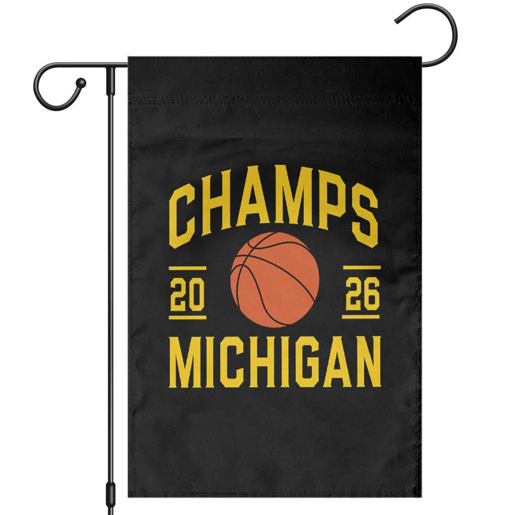 Michigan Hoops Champions Graphic Garden Flag 2026 Basketball Victory Pride TS12 Black Print Your Wear