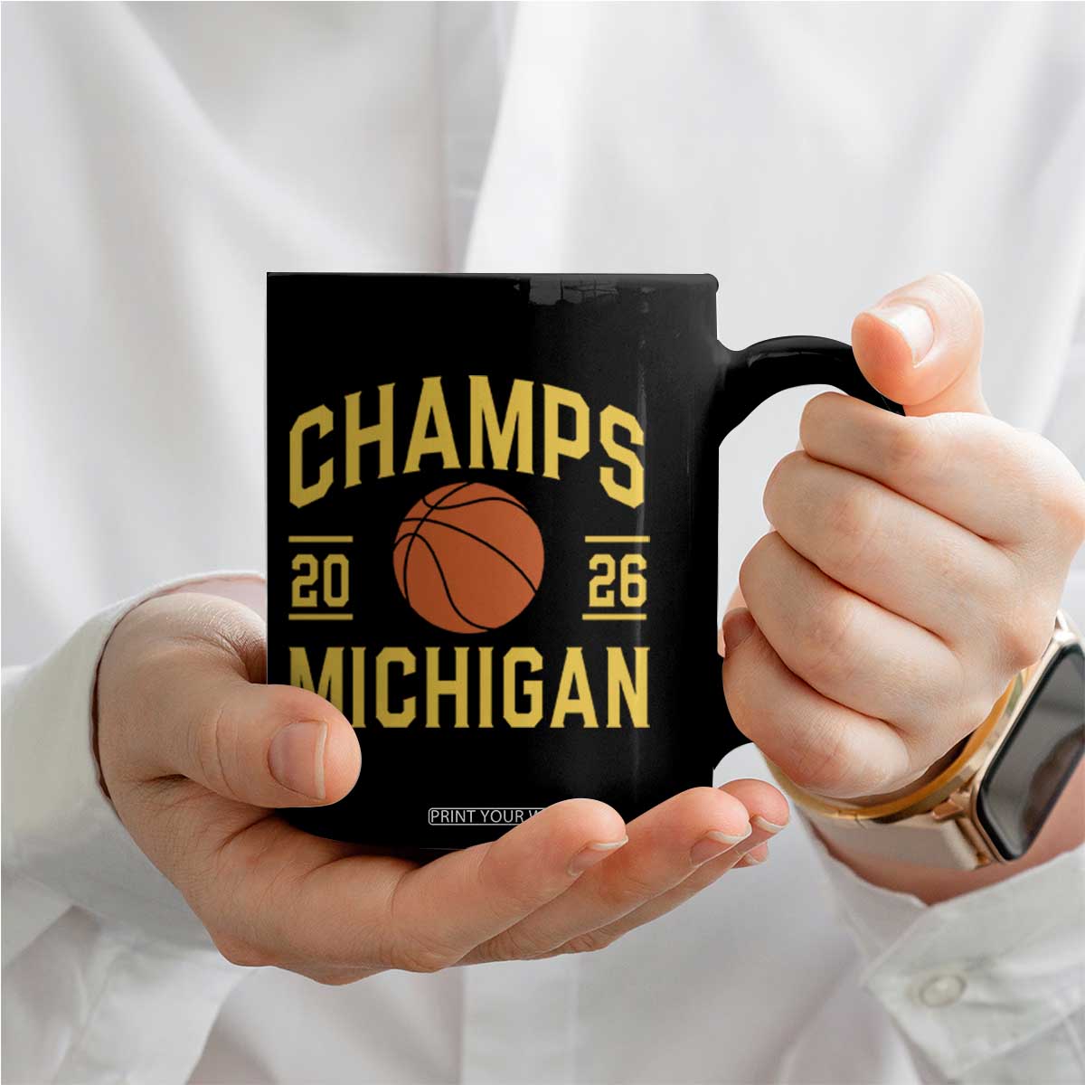 Michigan Hoops Champions Graphic Coffee Mug 2026 Basketball Victory Pride TS12 Print Your Wear