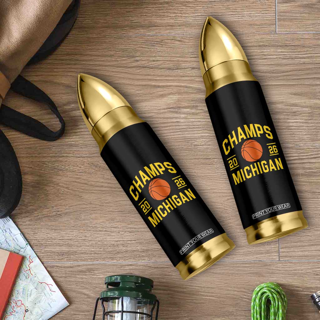 Michigan Hoops Champions Graphic Bullet Tumbler 2026 Basketball Victory Pride TS12 Print Your Wear