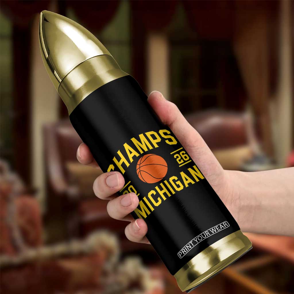 Michigan Hoops Champions Graphic Bullet Tumbler 2026 Basketball Victory Pride TS12 Print Your Wear
