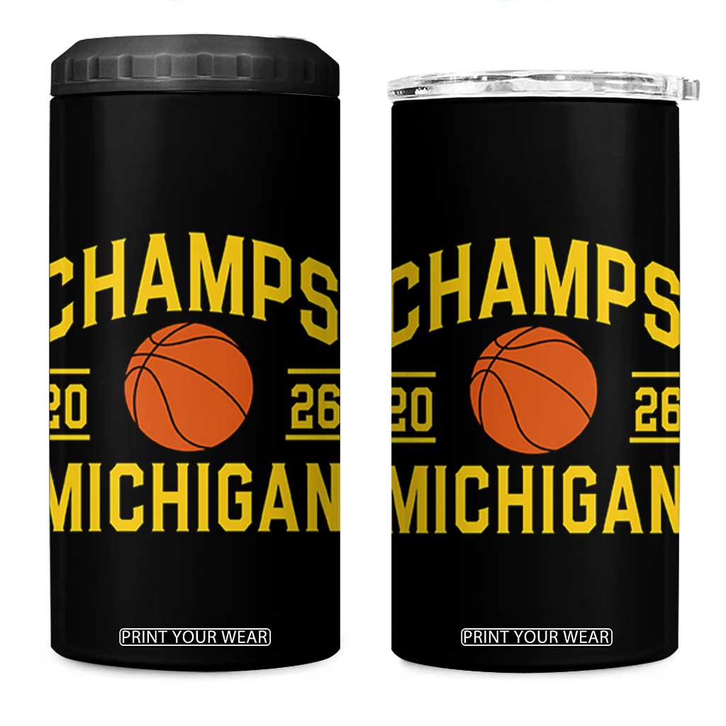 Michigan Hoops Champions Graphic 4 in 1 Can Cooler Tumbler 2026 Basketball Victory Pride TS12 One Size: 16 oz Black Print Your Wear