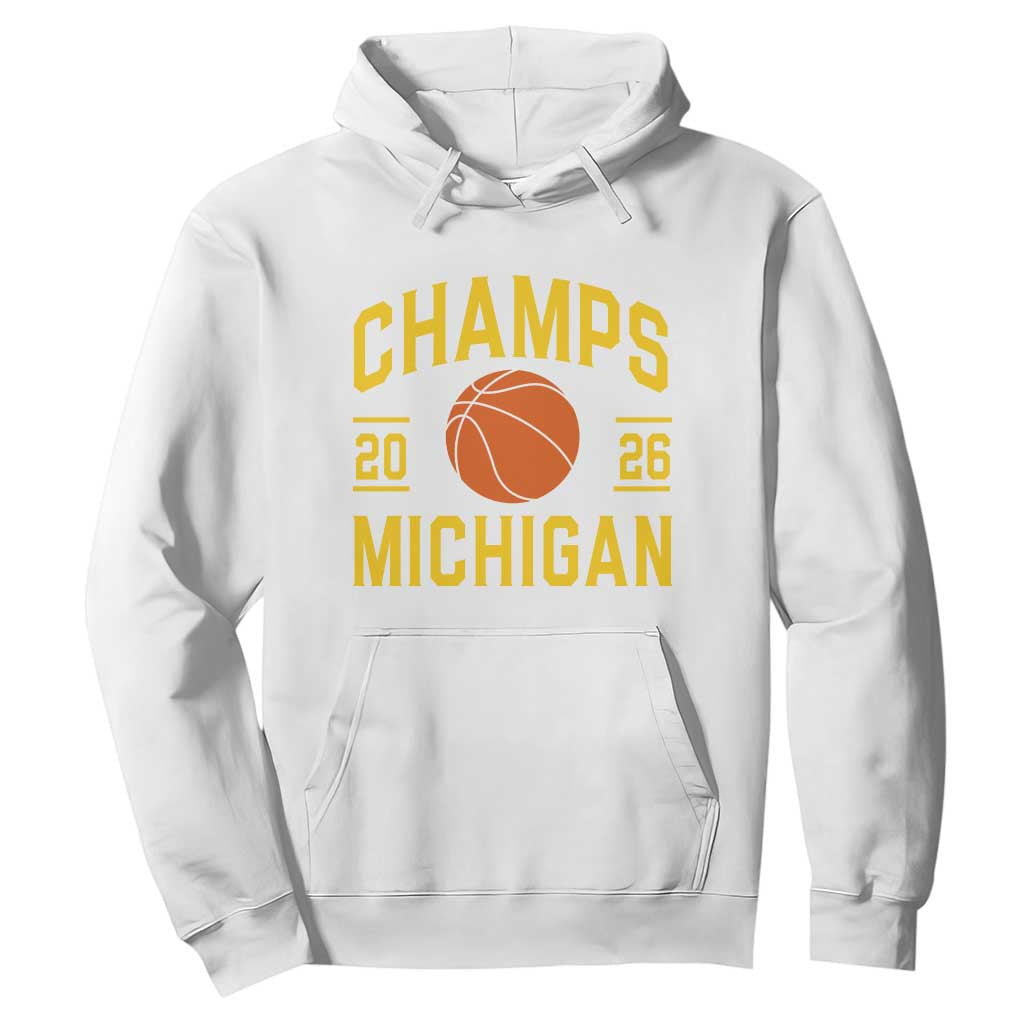 Michigan Hoops Champions Graphic Hoodie 2026 Basketball Victory Pride TS12 White Print Your Wear