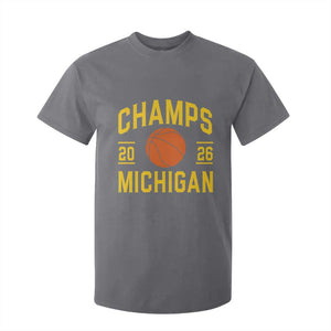 Michigan Hoops Champions Graphic T Shirt For Kid 2026 Basketball Victory Pride TS12 Charcoal Print Your Wear