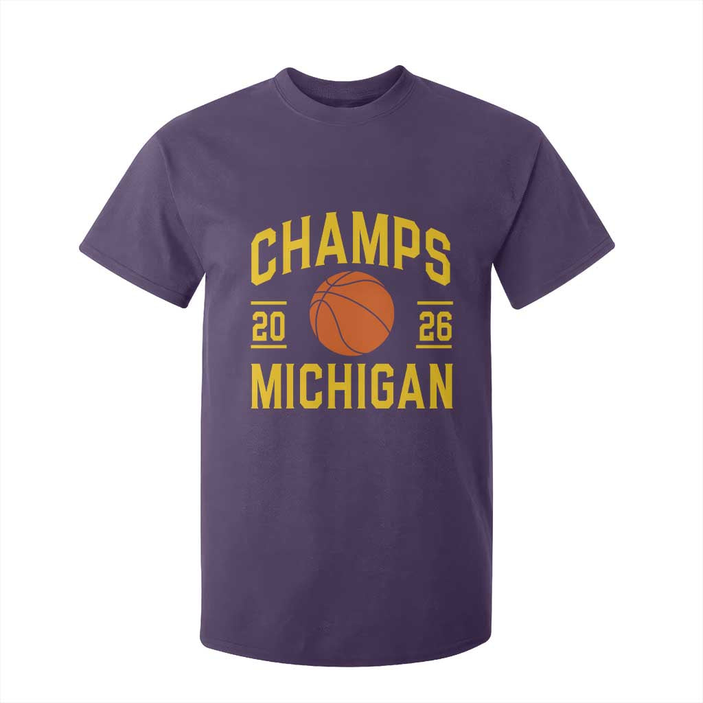 Michigan Hoops Champions Graphic T Shirt For Kid 2026 Basketball Victory Pride TS12 Purple Print Your Wear