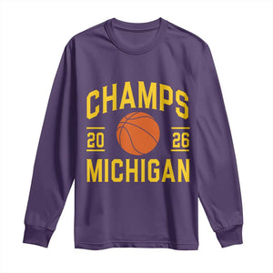 Michigan Hoops Champions Graphic Long Sleeve Shirt 2026 Basketball Victory Pride TS12 Purple Print Your Wear