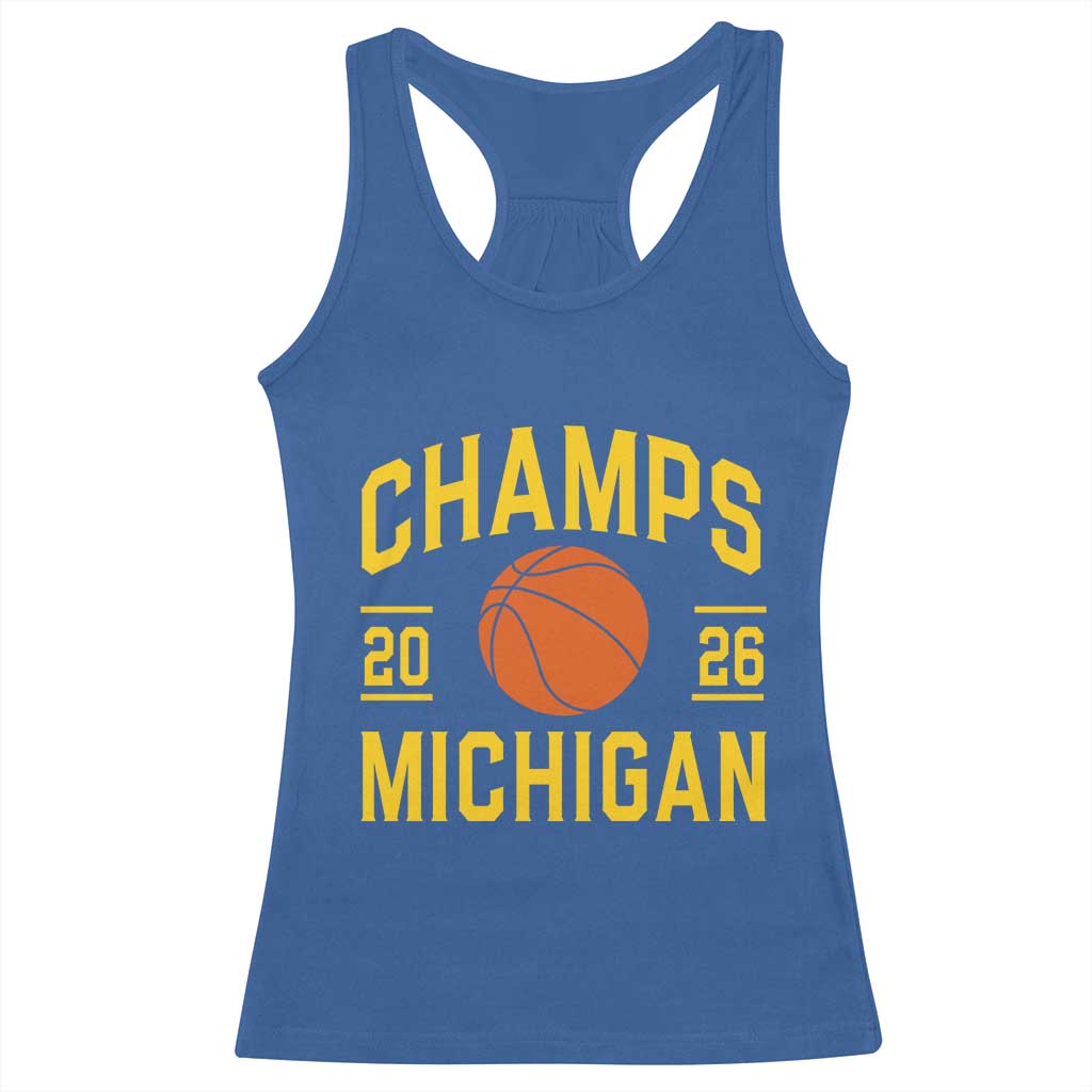 Michigan Hoops Champions Graphic Racerback Tank Top 2026 Basketball Victory Pride TS12 Royal Blue Print Your Wear