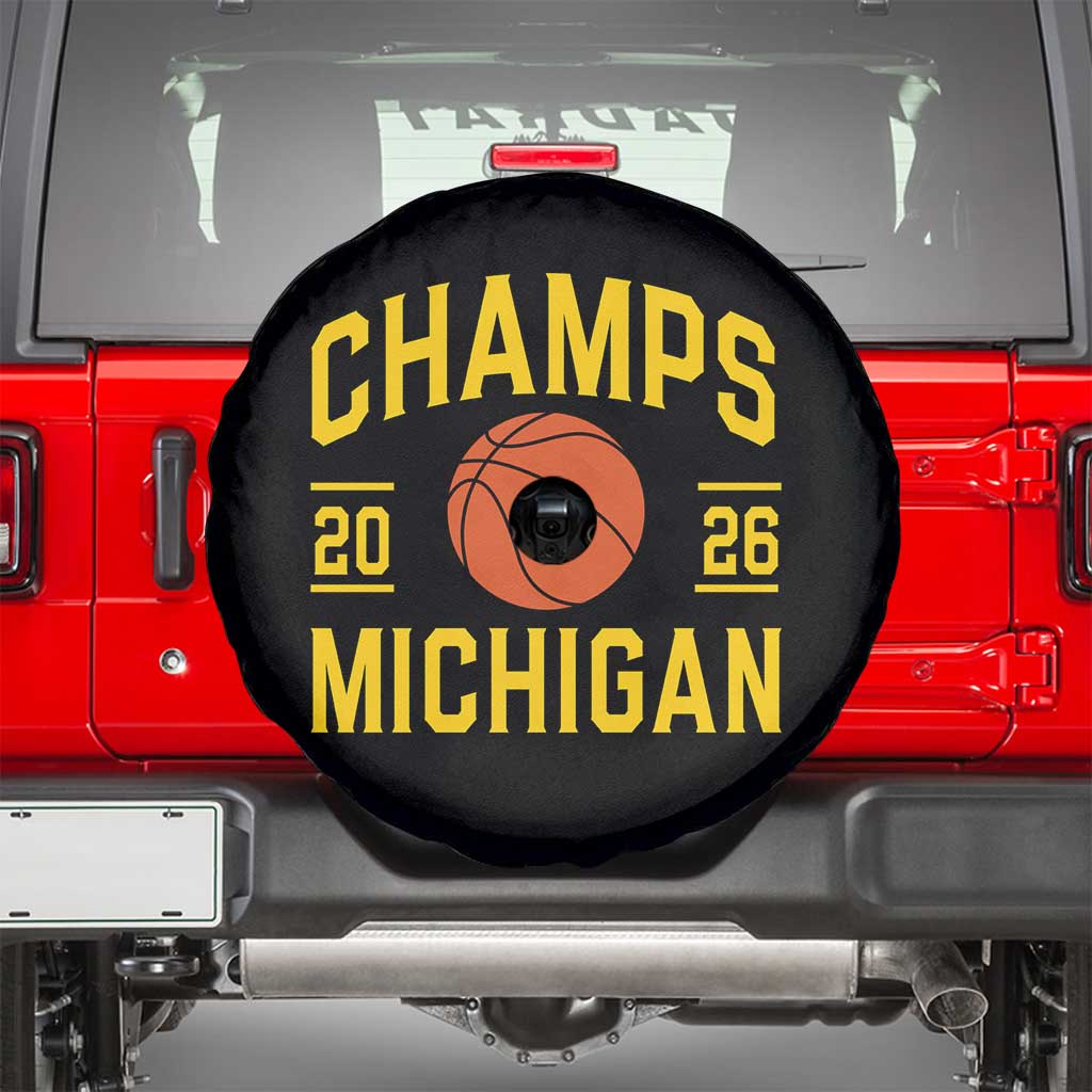 Michigan Hoops Champions Graphic Spare Tire Cover 2026 Basketball Victory Pride TS12 Black Print Your Wear