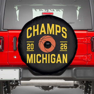 Michigan Hoops Champions Graphic Spare Tire Cover 2026 Basketball Victory Pride TS12 Black Print Your Wear