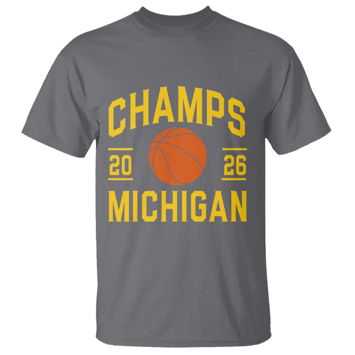 Michigan Hoops Champions Graphic T Shirt 2026 Basketball Victory Pride TS12 Charcoal Print Your Wear