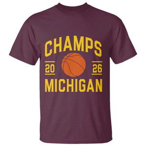 Michigan Hoops Champions Graphic T Shirt 2026 Basketball Victory Pride TS12 Maroon Print Your Wear