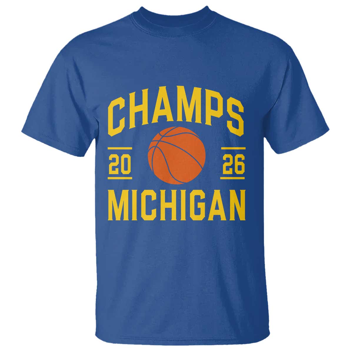 Michigan Hoops Champions Graphic T Shirt 2026 Basketball Victory Pride TS12 Royal Blue Print Your Wear